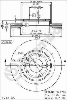 Disco freno anteriore Mazda cod.09.6863.10