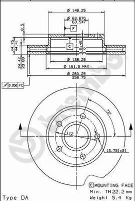 Disco freno anteriore Ford cod.09.6879.20