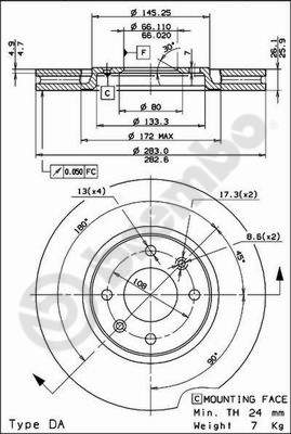Disco freno anteriore Citroen cod.09.6925.14