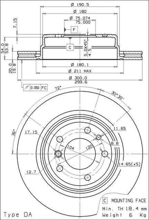 Disco freno posteriore Bmw cod.09.7116.10