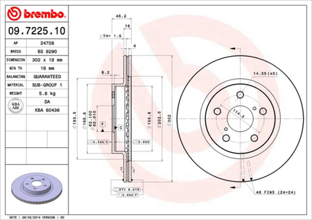 Disco freno anteriore Toyota cod.09.7225.10