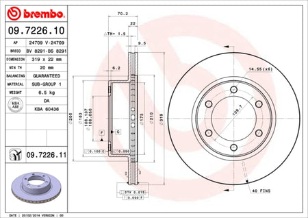 Disco freno anteriore Toyota cod.09.7226.10