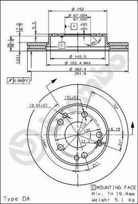 Disco freno anteriore Mercedes cod.09.7291.20