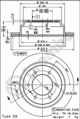 Disco freno posteriore Opel cod.09.7377.10
