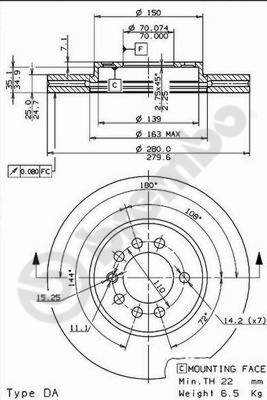 Disco freno anteriore Opel cod.09.7629.10