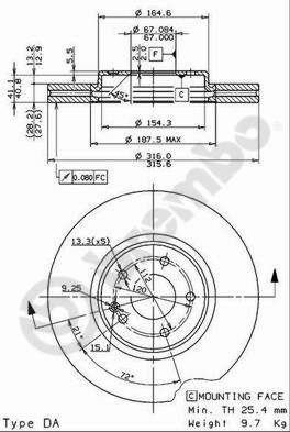 Disco freno anteriore Mercedes cod.09.7808.00