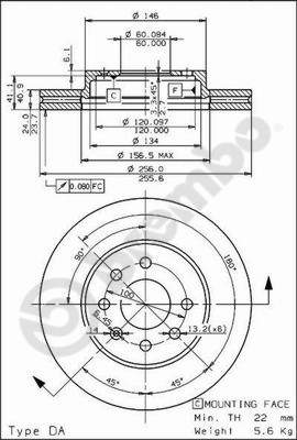 Disco freno anteriore Daewoo cod.09.7820.10