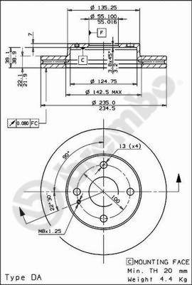 Disco freno anteriore Mazda cod.09.7824.10