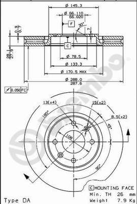 Disco freno anteriore Citroen cod.09.7877.10