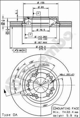 Disco freno anteriore Mitsubishi cod.09.7939.10