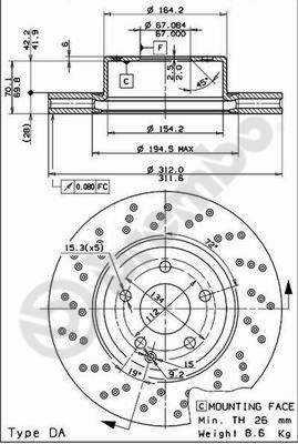 Disco freno anteriore Mercedes cod.09.8127.11
