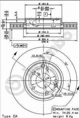 Disco freno anteriore Mercedes cod.09.8304.20
