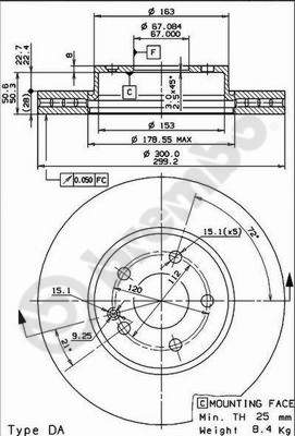 Disco freno anteriore Mercedes cod.09.8404.10