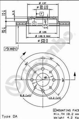 Disco freno anteriore Fiat cod.09.8616.10