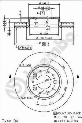 Disco freno anteriore Volvo cod.09.8633.10