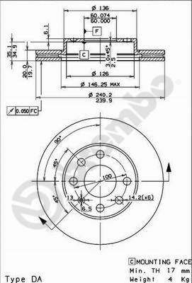 Disco freno anteriore Opel cod.09.8635.10