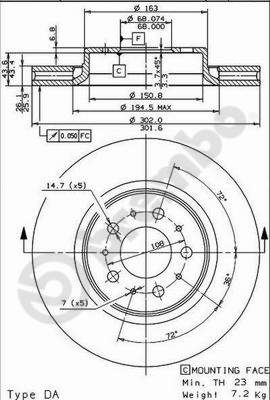 Disco freno anteriore Volvo cod.09.8642.10