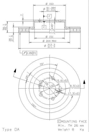 Disco freno anteriore Renault cod.09.8904.10