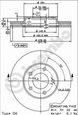 Disco freno anteriore Ford cod.09.8953.10