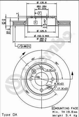 Disco freno anteriore Nissan cod.09.9078.10