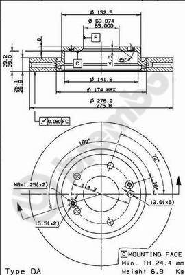 Disco freno anteriore Hyundai cod.09.9079.10