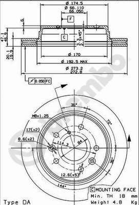 Disco freno posteriore Mazda cod.09.9127.10