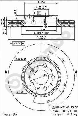 Disco freno anteriore Volvo cod.09.9130.10