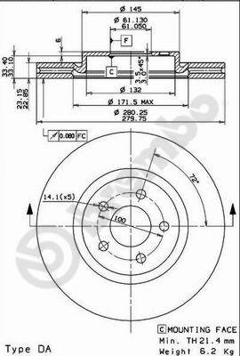 Disco freno anteriore Chrysler cod.09.9133.80