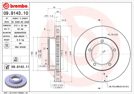 Disco freno anteriore Toyota cod.09.9143.10