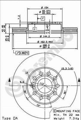 Disco freno anteriore Volkswagen cod.09.9145.14