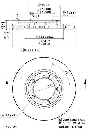 Disco freno anteriore Mitsubishi cod.09.9149.10