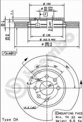 Disco freno anteriore Opel cod.09.9159.10