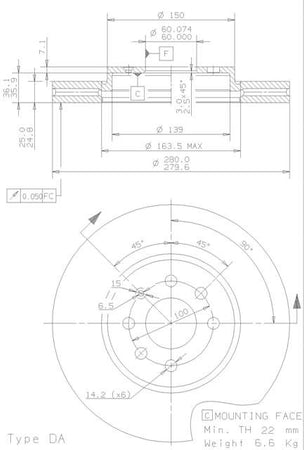Disco freno anteriore Opel cod.09.9159.20