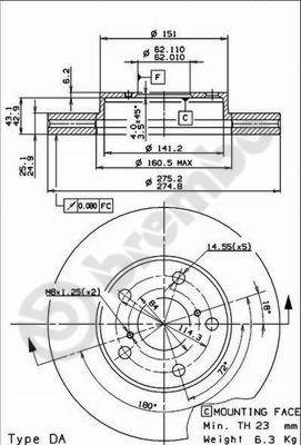 Disco freno anteriore Toyota cod.09.9185.10