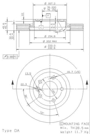 Disco freno anteriore Volkswagen cod.09.9447.14