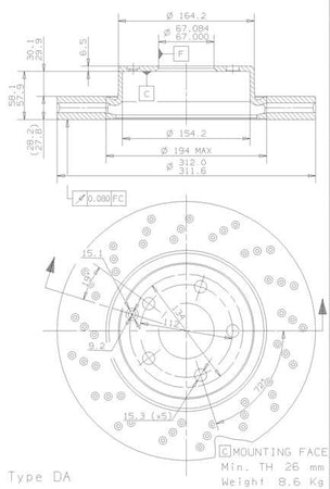 Disco freno anteriore Mercedes cod.09.9481.20