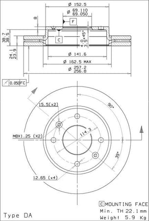Disco freno anteriore Hyundai cod.09.9555.20