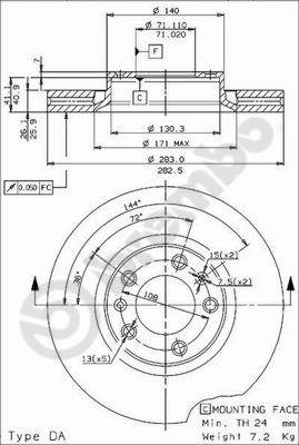 Disco freno anteriore Peugeot cod.09.9612.10