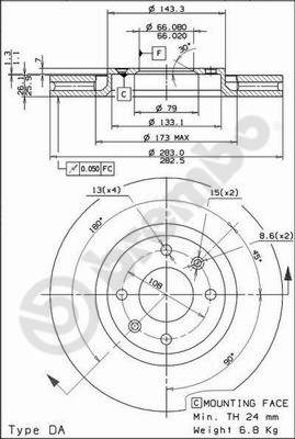 Disco freno anteriore Citroen cod.09.9619.10