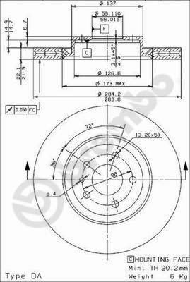 Disco freno anteriore Alfa Romeo cod.09.9624.24