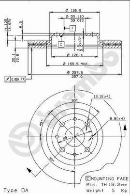 Disco freno anteriore Alfa Romeo cod.09.9631.14