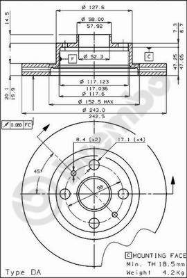 Disco freno anteriore Fiat cod.09.9631.34