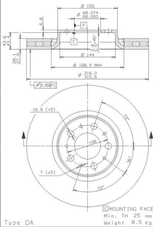 Disco freno anteriore Volvo cod.09.9755.10