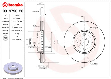 Disco freno anteriore Toyota cod.09.9790.20