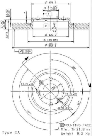 Disco freno anteriore Renault cod.09.9895.10