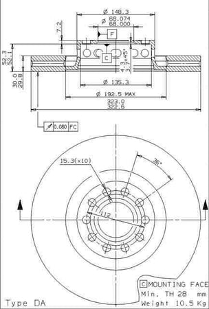 Disco freno anteriore Volkswagen cod.09.9911.11