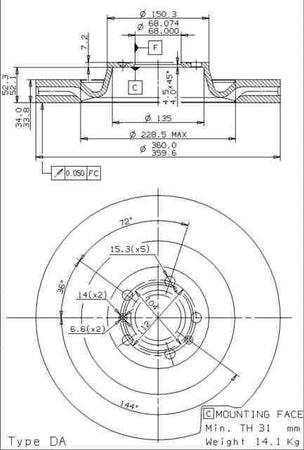 Disco freno anteriore Volkswagen cod.09.9915.11
