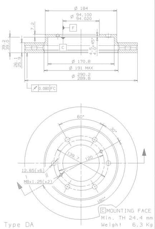 Disco freno anteriore Mitsubishi cod.09.9996.10