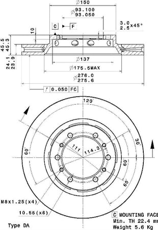 Disco freno anteriore Mitsubishi cod.09.a142.10
