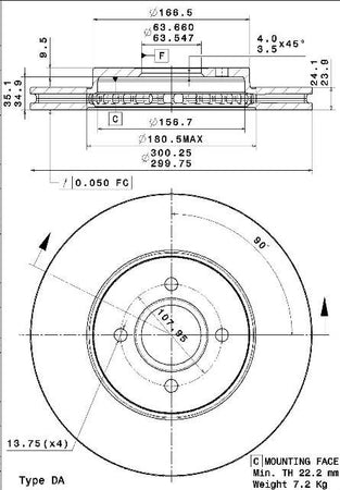 Disco freno anteriore Ford cod.09.a275.10